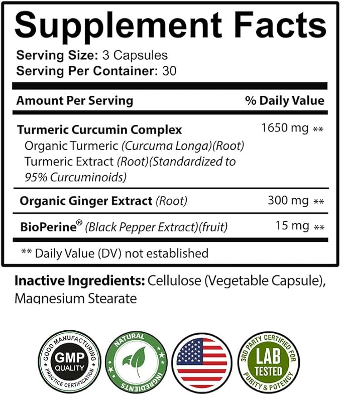 USCare Turmeric Curcumin with Ginger &amp 95% Curcuminoids &amp BioPerine