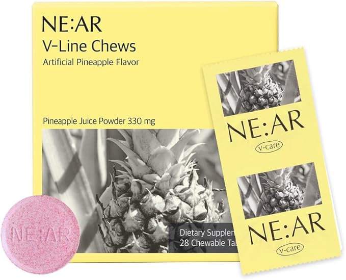 NE:AR V-Line Chews – Herbal Anti-Bloat Formula with Circulation &amp Water Balance Support – Daily K-Chewables for Puffiness Digestion &amp Wellness – Pineapple Flavor
