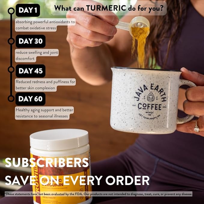 TruWild Vegan Turmeric Curcumin Drink Mix Powder with Organic Curcuminoids Black Pepper Ginger to Support Wellness and Joint Health All Natural Made in USA 20 Servings