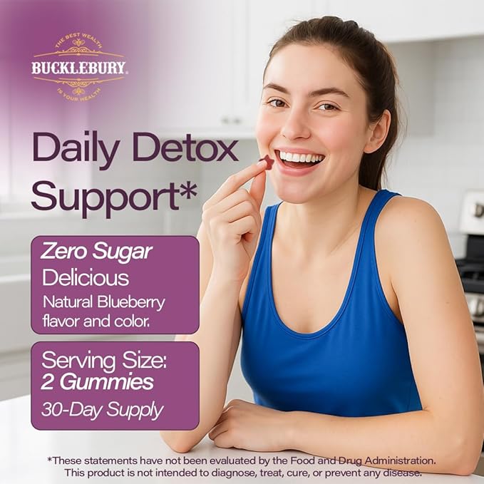 Bucklebury Sugar-Free Milk Thistle Gummies 1000mg with Natural Blueberry Flavor - Vegan Gluten-Free Non-GMO Natural Milk Thistle Supplement for Liver Health Immunity &amp Antioxidant Support -60 C