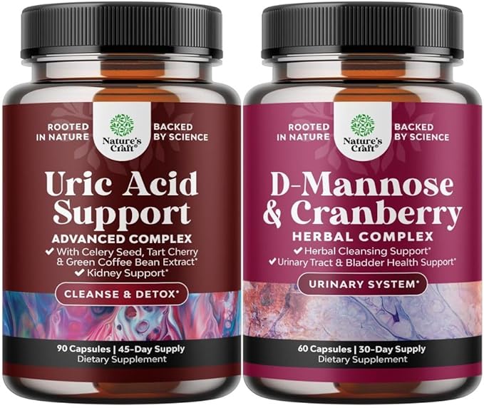 Bundle of Uric Acid Cleanse &amp Detox - Green Coffee Beans with Turmeric Tart Cherry &amp Celery Seed for Kidney and D Mannose with Cranberry Supplement for Kidney Support &amp Urinary Tract Heal