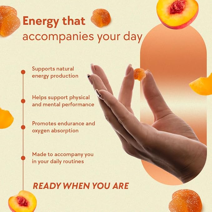 LYFE Functional Mushroom Gummies Peach Flavor (40 Count) – Organic Mushroom Supplement for Natural Energy Endurance &amp Focus – Vegan Gluten-Free Plant-Based Daily Chews for Vitality &amp Immune
