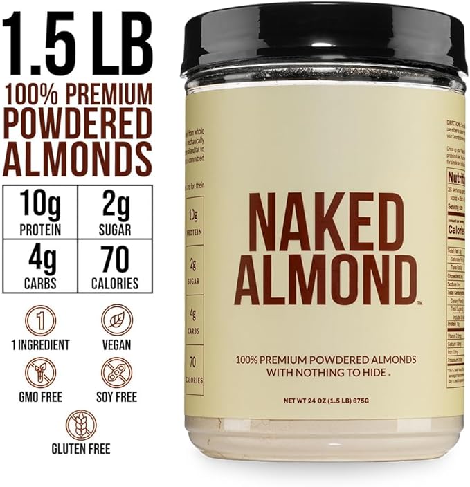 NAKED Almond Protein Powder from US Farms Only 1 Ingredient Vegan Gluten-Free No Additives No Salt No Sugar - 38 Servings - 1.5LB