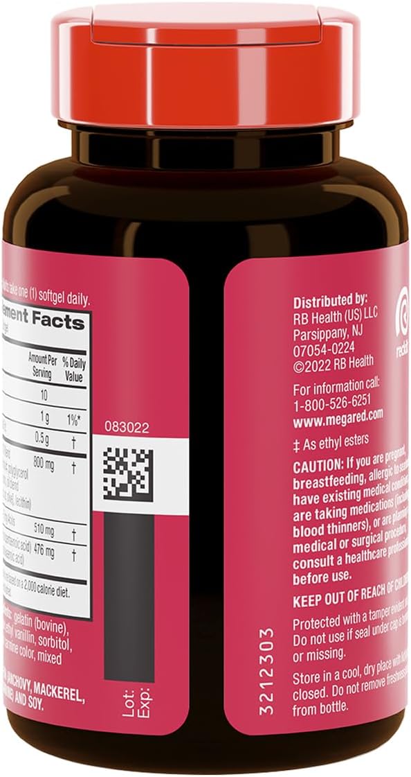 MegaRed Advanced 6X Absorption Softgels - Omega-3 Fish Oil Supplement 800mg (80 Count in A Box) EPA DHA Fish Oil Supports Heart Brain Joints &amp Eyes
