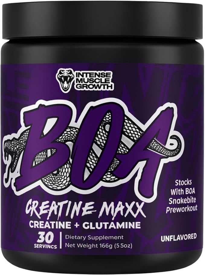 BOA Creatine MAXX Creatine + Glutamine Powder Unflavored Muscle Recovery &amp Performance Support (60 Servings)