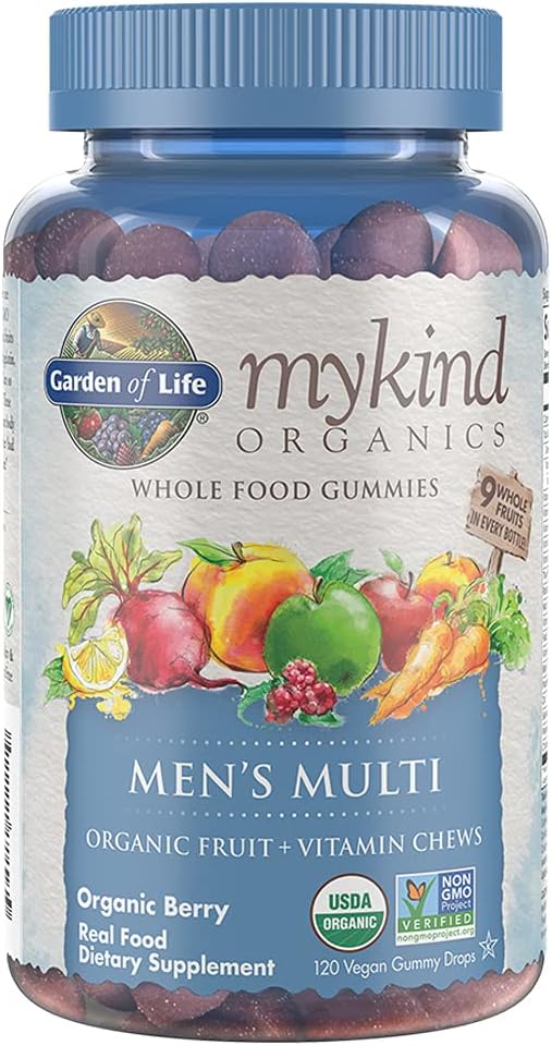 Garden of Life Organics Men's Gummy Vitamins Multi Berry 120 Count &amp Organics Kids Gummy Vitamins - Fruit - Certified Organic