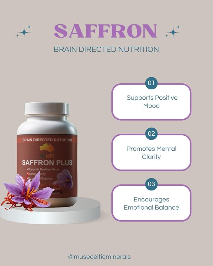 Mood &amp Mind Support with Saffron Curcumin &amp Zinc 60 Vegan Capsules Herbal Supplement for Emotional Balance and Mental Clarity