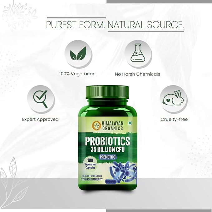Himalayan Organics Probiotics 35 Billion CFU Supplement | Better Nutrient Absorption | Healthy Digestion Stronger Immunity &amp Overall Wellness - 100 Veg Capsules