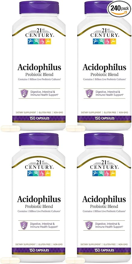 21st Century Acidophilus Probiotic Blend Capsules - 150 ct Pack of 4
