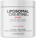 Codeage Liposomal Creatine Powder Supplement Pure Creatine Monohydrate 5000mg Pre Workout &amp Post Workouts - Unflavored Creatine Micronized Creatine Powder - Creatinine for Sports - 30 Servings