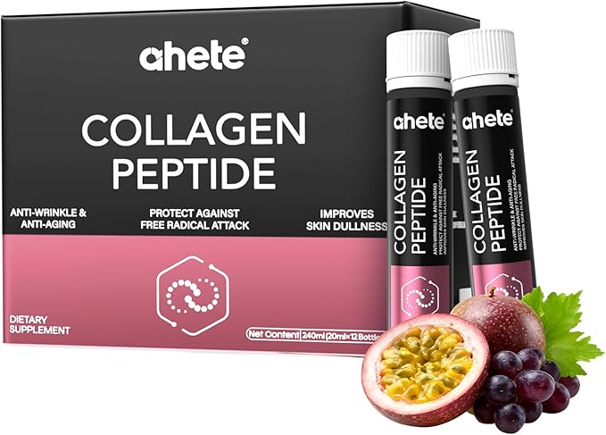 Liquid Collagen Peptides for Women &amp Men - 3000mg Hydrolyzed Bovine Collagen Type 1 &amp 3 Zinc Lactate Vitamins C &amp E Tropical Flavor Sugar-Free Gluten-Free Non-GMO - 12 Servings (8 fl