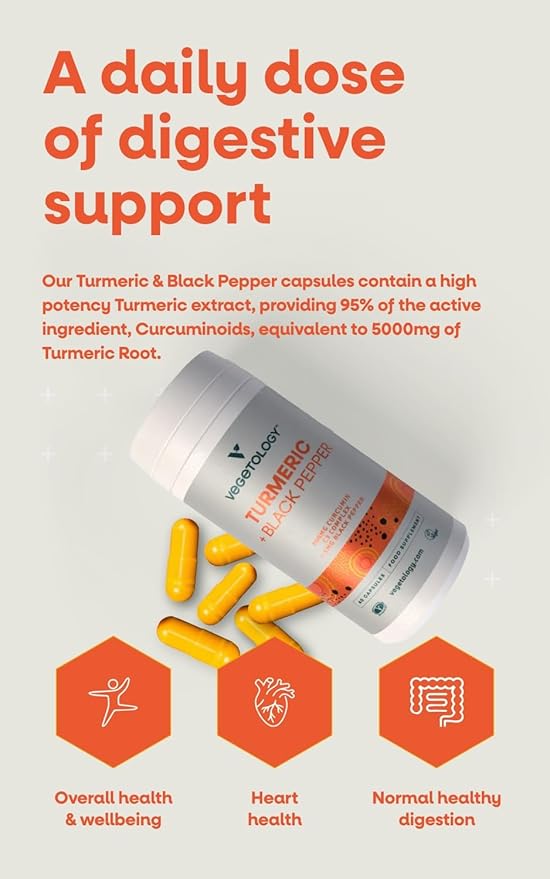 Vegan Turmeric &amp Black Pepper Capsules (60 Capsules) – Tumeric Supplements Capsules 1 a Day — Supplements for Adults and Children