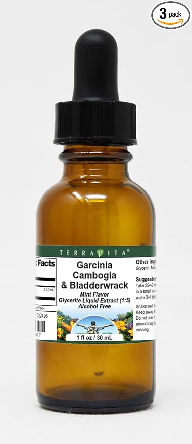 Garcinia Cambogia &amp Bladderwrack Glycerite Liquid Extract (1:5) - Mint Flavored (1 oz ZIN: 522496) - 3 Pack