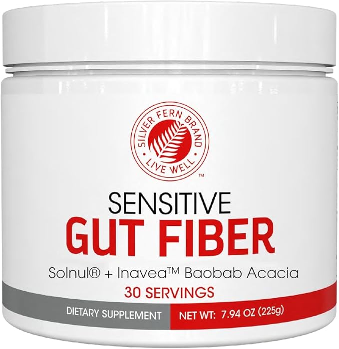 Sensitive Gut Fiber Supplement - Each Tub = 30 Scoops = 30 Day Supply - 6 Grams of Dietary Fiber Per Serving - with Galactomannan Guar Fiber Baobab Fruit Powder (1 Tub)