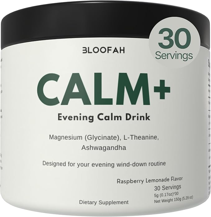 Calm+ Evening Drink Mix for Relaxation (Magnesium Glycinate L-Theanine &amp Ashwagandha) Ultra Powdered Drink for Cortisol Balance &amp Evening Wind-Down Ritual &amp Daily Balance – 30 Servings