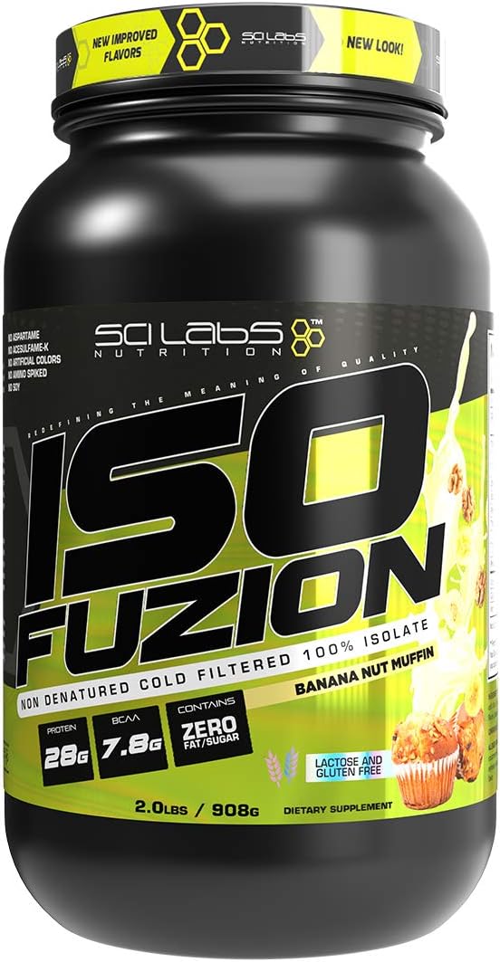 Iso Fuzion 100% Whey Isolate by Scilabs Nutrition | 28g Non Denatured Protein Powder Banana Nut MuffinFlavor 2lb
