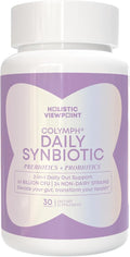 CoLymph® Daily Synbiotic Upgraded 24 Strains 65 Billion CFU High Potency Prebiotics + Probiotics | Non-Dairy Supports Gut Health Digestion Bloating Mood 30 Vegan Capsules