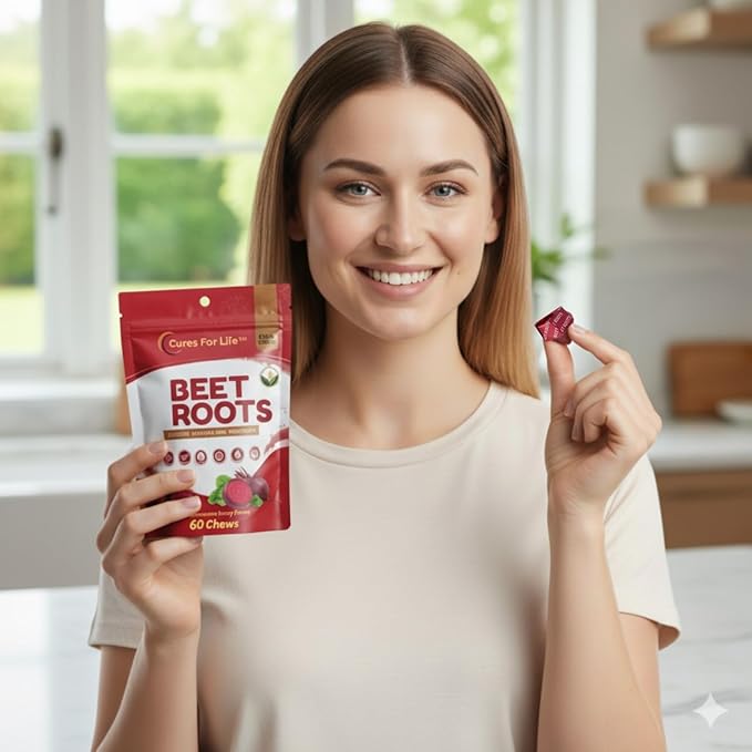 Beet Root Heart Chews Nitric Oxide and Blood Pressure Support Grape Seed Extract &amp Non-GMO Beet Root Powder Energy Supplement Pomegranate Berry Flavor 60 Count