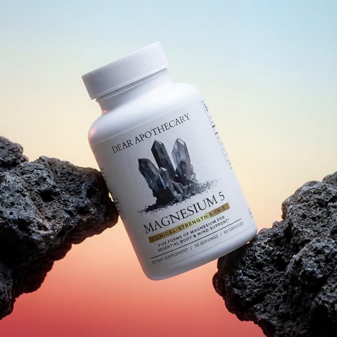 Magnesium Complex Supplement - 5 Forms Citrate Glycinate Malate Oxide Aquamin - Multi Magnesium Blend - High Absorption Chelated - Essential Mineral - Non-GMO Gluten-Free - 60 Capsules