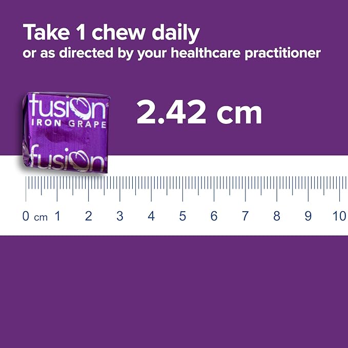 Chewable Iron Supplement for Women &amp Men - Grape Flavor Iron Vitamin C Soft Chew for Max Absorption Iron as Ferrous Fumarate Ideal for Anemia and Iron Deficiency 2 Month Supply