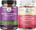 Bundle of Perimenopause Supplement with Maca Root Vitex Berry Black Cohosh for Hot Flashes Night Sweats Hormone Balance &amp Mood and Delicious Daily Women's Multivitamin Gummies for Energy and Immun