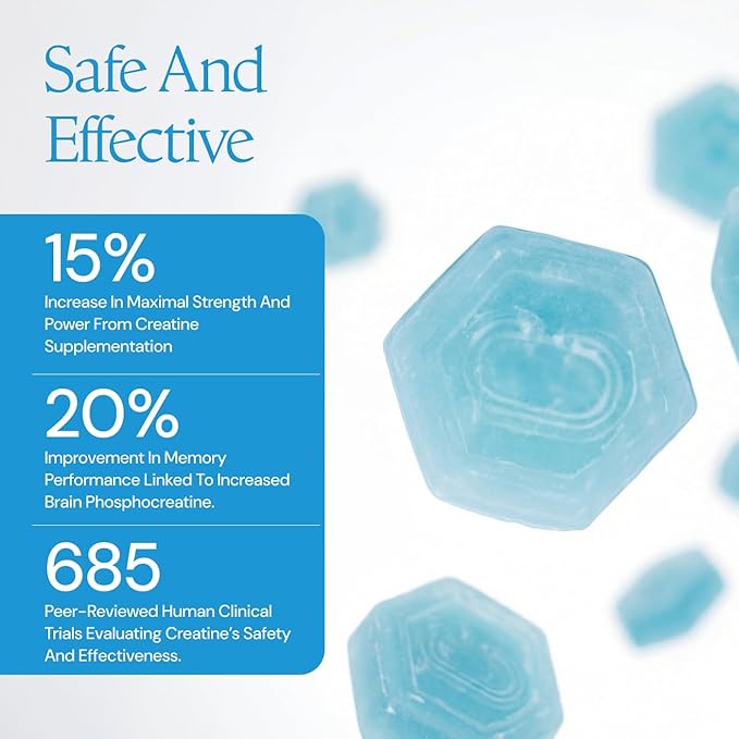 Create Creatine Monohydrate Gummies for Men &amp Women Boost Focus Strength and Endurance Anti-Melting Formula Vegan Gluten-Free Non-GMO 1.5g of Creatine per Gummy (Blue Raspberry)
