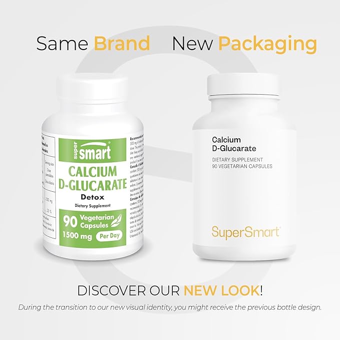 SuperSmart Calcium D-Glucarate 1500mg per Day (High Strength) - Calcium Supplement | Non-GMO &amp Gluten Free - 90 Vegetarian Capsules
