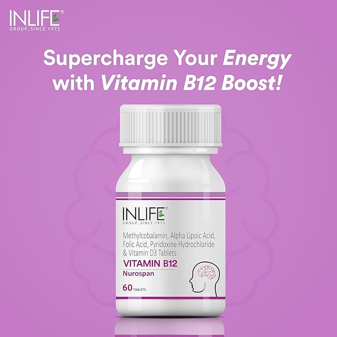 Vitamin B12 (Methylcobala.min) 1500mcg Supplement with ALA Folic Acid Vitamin D3 | Nerve and Brain Health for Men &amp Women – 60 Tablets