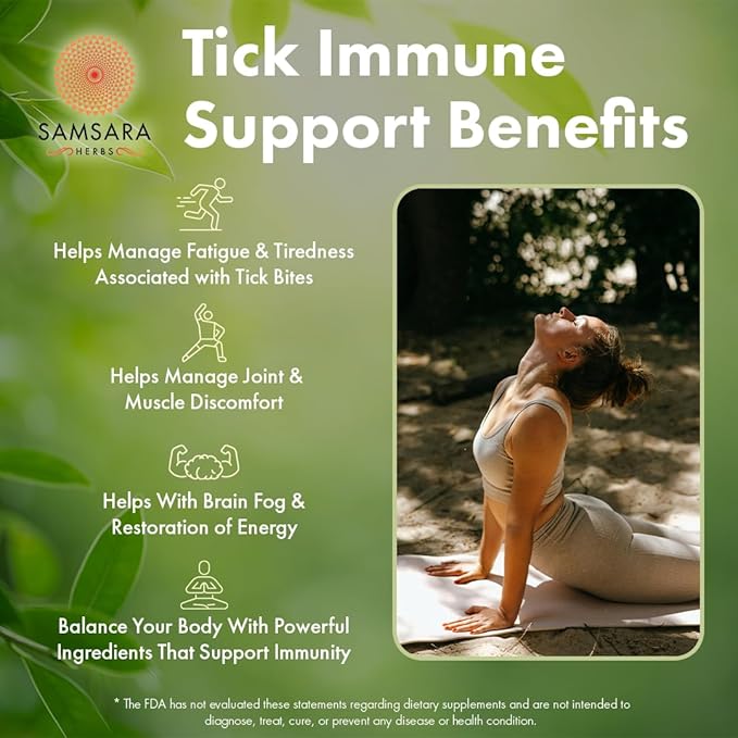 Samsara Herbs Tick Immune Support - Japanese Knotweed Cats claw Andrographis Cryptolepis Sarsaparilla Resveratrol Tick Bite Support 240 Capsules