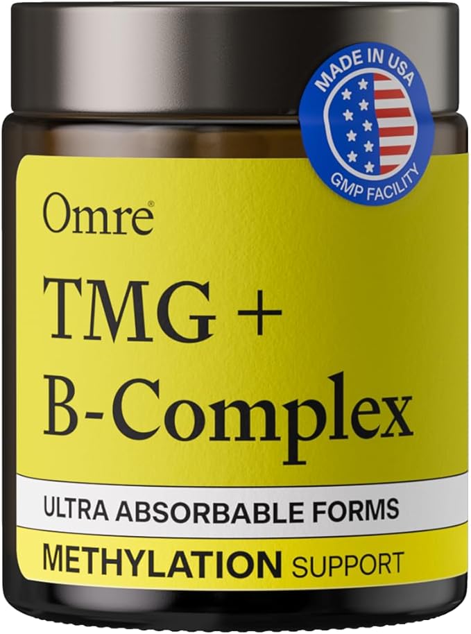 OMRE - TMG (Trimethylglycine) 1000mg with Methyl B Complex — Supports Heart &amp Liver Health — Betaine Supplement Vegan - Methyl Donor