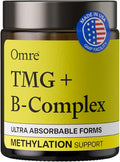 OMRE - TMG (Trimethylglycine) 1000mg with Methyl B Complex — Supports Heart &amp Liver Health — Betaine Supplement Vegan - Methyl Donor