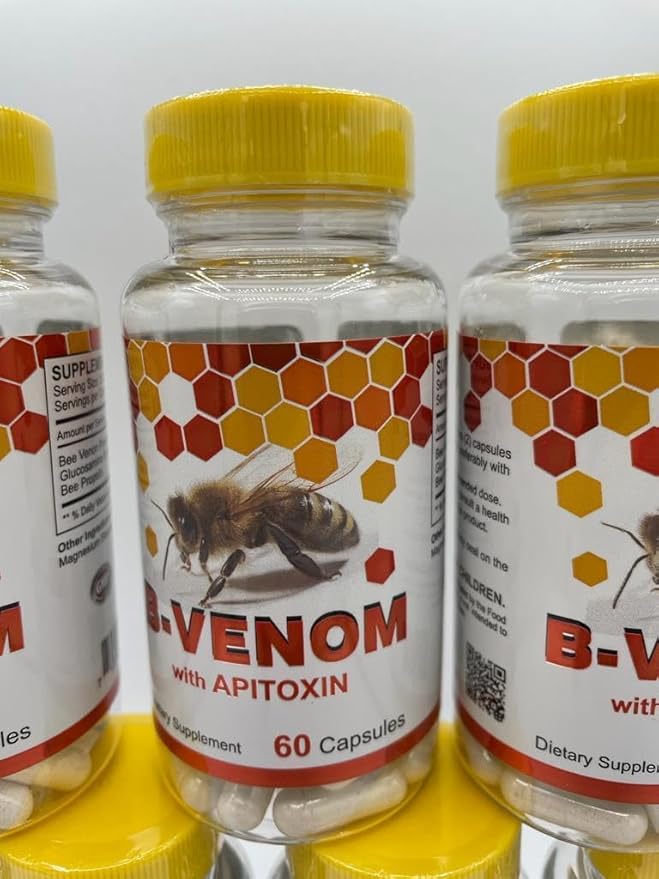 B - Venom Bee Venom with glucosamine sulfate veneno abeja 60 capsulas 1 Bottle. All Natural