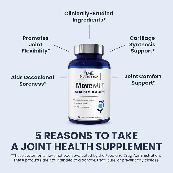 1MD Nutrition MoveMD - Joint Health Supplement - Doctor Formulated | with Collagen Astaxanthin and More | 30 Capsules (2-Pack)