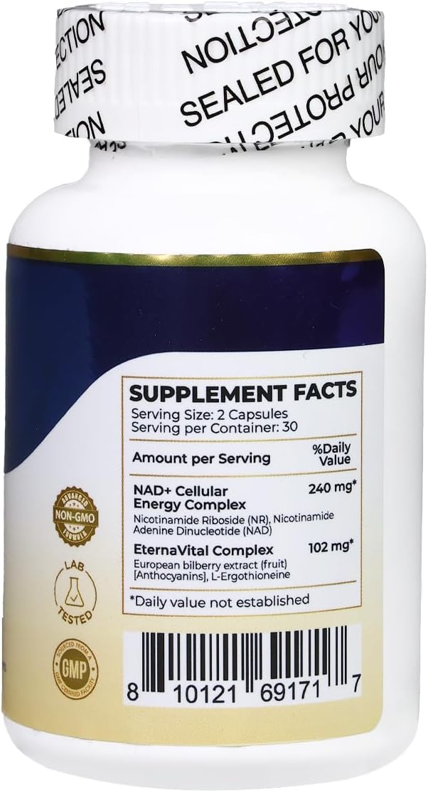 Nature Empire NAD+ Ever Youth – Cellular Renewal Supplement with L-ErgothioneineNicotinamide Riboside (NR) &amp NAD+ Antioxidant Support for Energy &amp Aging Health 60 Vegan Capsules