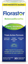 Florastor Digest and Skin Renew - Probiotic for Skincare and Digestive Health with French Melon Damask Rose Extract Acerola Cherry &amp Vitamin C 30-Count
