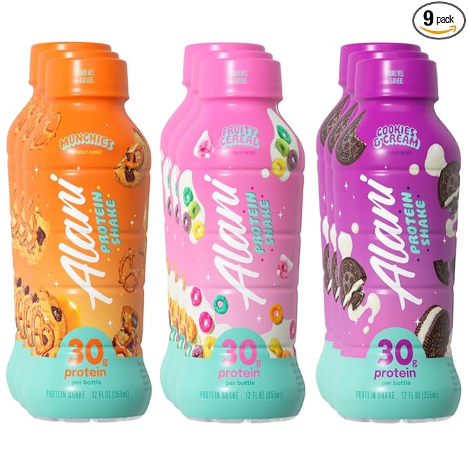 Alani Nu Protein Shake – 3 Flavor Variety – 12 fl oz Bottles – 9-Pack – Ready-to-Drink High Protein Beverage