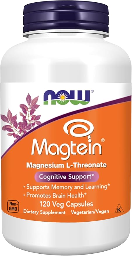 NOW Foods Supplements Magtein Magnesium L-Threonate Cognitive Support* 120 Veg Capsules