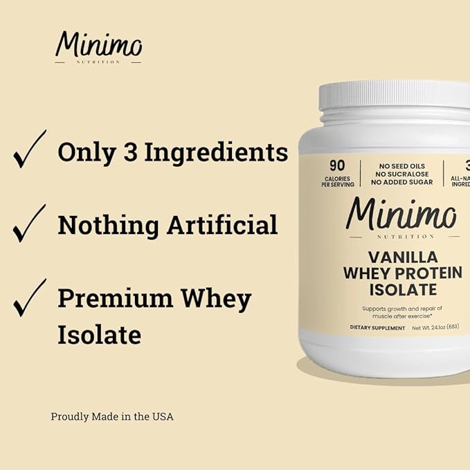 Whey Isolate Protein Powder Vanilla Only 3 Ingredients Whey Protein Isolate No Seed Oils No Added Sugar No Sucralose 1.51 lbs