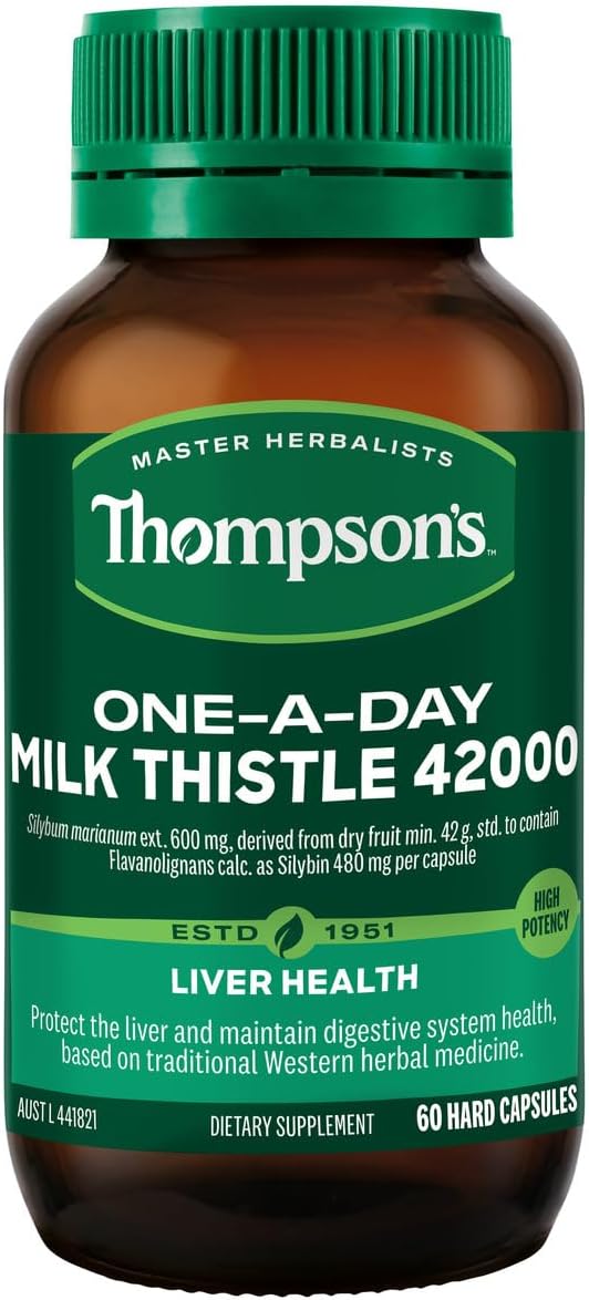 Thompsons Milk Thistle 42000 Helps Liver Function 60 Capsules