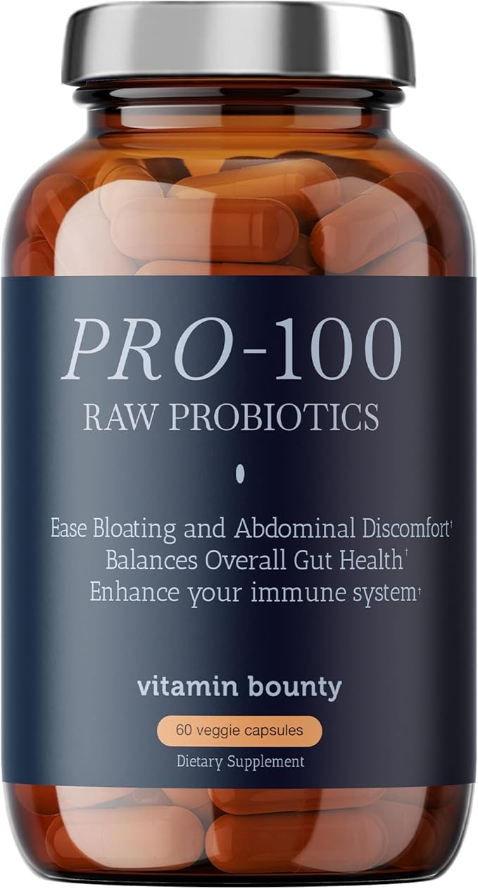 Vitamin Bounty Pro-100 Probiotic 100 Billion CFU - 13 Strains for Digestive Health &amp Immune Support - High Potency Probiotics for Women &amp Men - Delayed Release Capsules for Gut Health - 60 Cou