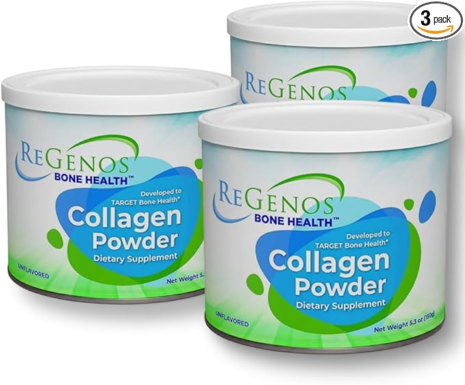 Collagen Bioactive Hydrolyzed Collagen Peptides Powder Supplement FORTIBONE® Unflavored Type 1 and 3 Gluten Free Kosher 90 Day Supply (3 Pack)