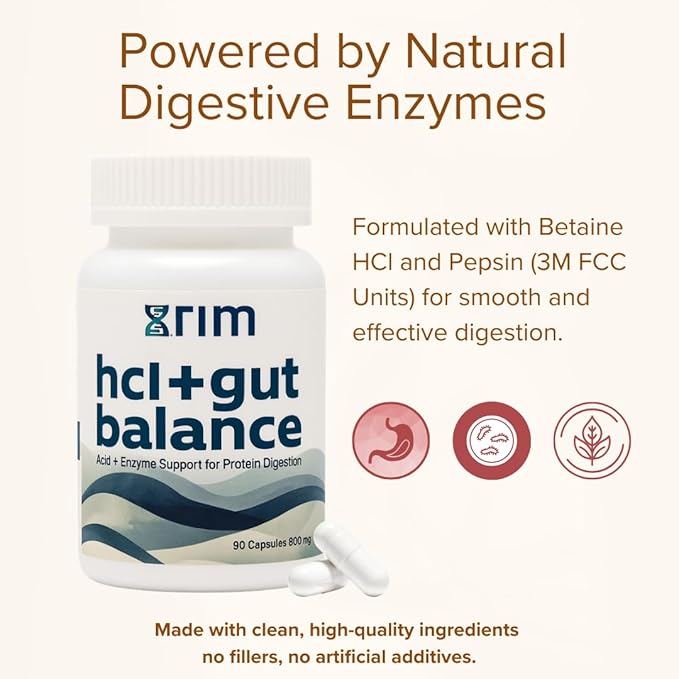 Betaine HCl + Pepsin Digestive Support - Advanced Stomach Acid for Protein Breakdown &amp Nutrient Absorption - 90 Capsules - Enzyme Supplement