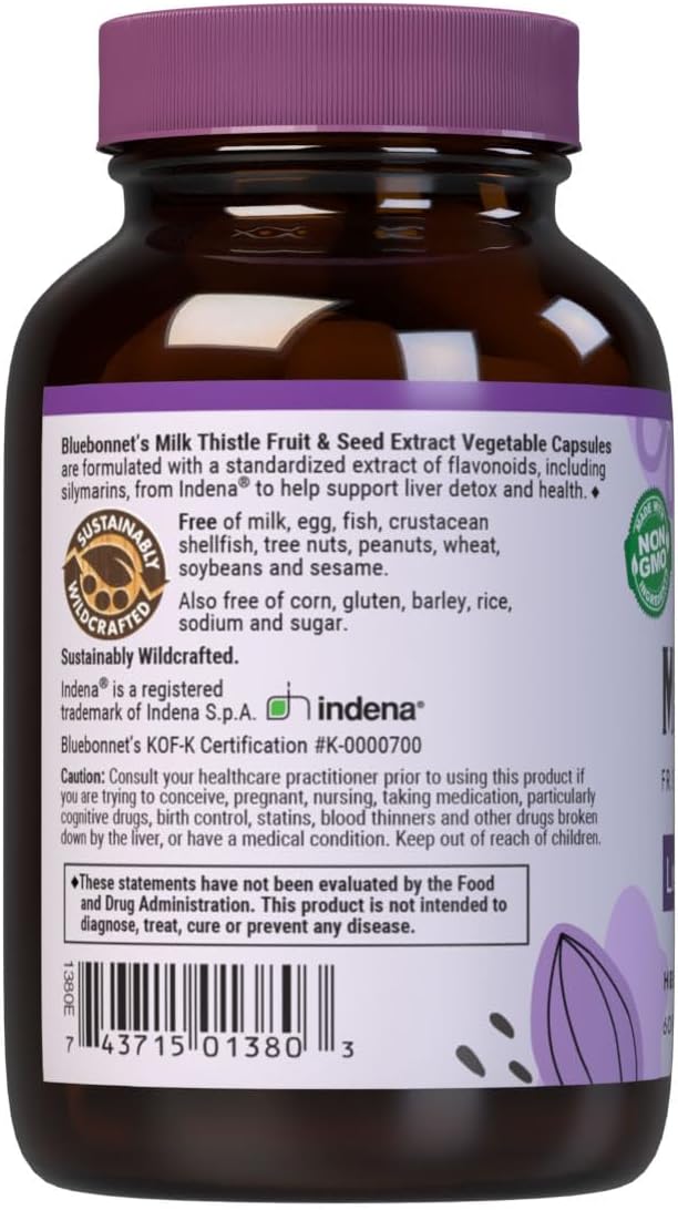 BlueBonnet Milk Thistle Fruit and Seed Extract Supplement 60 Count