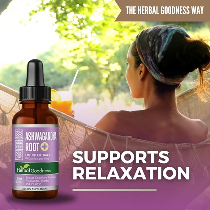 Ashwagandha Root Extract | Organic Ashwagandha Supplements for Women &amp Men | Natural Calm Mood Support Supplement | Non-GMO Vegan Adaptogenic Fast Absorption Liquid Drops 1 fl. oz