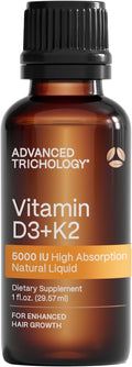 Advanced Trichology Vegetarian Liquid Vitamin D3 + K2 – 5000 IU High Absorption – 1000 IU per Drop – 6 Month Supply – Gluten Free 365 Vitamin D3 + K2 – 1 Fluid Ounce (Pack of 1)