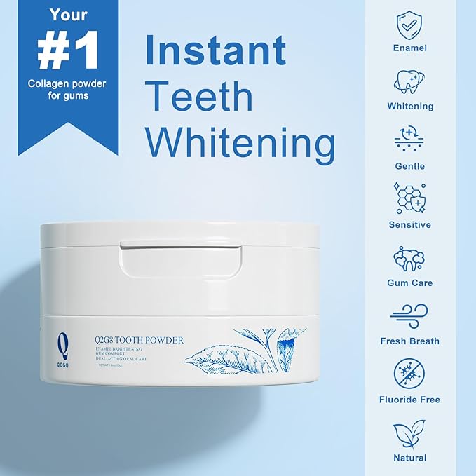 Collagen Powder for Gums Teeth Whitening Powder with Hydroxyapatite &amp Collagen Toothpaste Whitening Powder for Coffee Tea Food Wine and Tobacco Stains Strengthens Enamel &amp Gums - Fresh