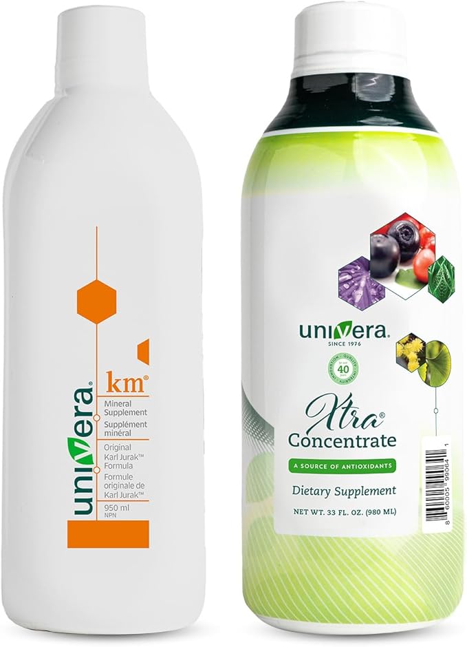 Univera Essentials Pack km Liquid Potassium Supports Xtra Concentrate Vitamin B Complex Vital Energy 15 All-Natural Ingredients Manage Stress Improve Joint Health Enhanced an