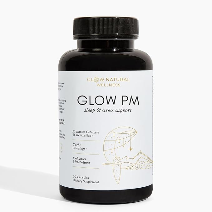 Glow Natural Wellness Glow PM - Nutritional &amp Herbal Sleep Supplement for Adults Night Formula with Melatonin 10mg Magnesium L-Theanine &amp Herbal Extracts 17-Ingredient Blend 120 Capsules