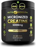 Creatine Powder Micronized with BCAAs + HMB Magnesium Malate for Muscle Growth Strength &amp Recovery | Unflavored | 30 Servings (Unflavored)