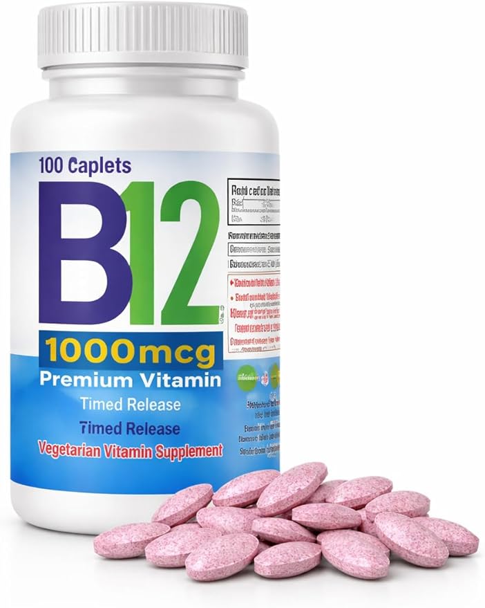 Nutrisalud Products Vitamina B12 de alta potencia 1000mcg Set de 2 frascos con 100 tabletas c/u. Combate Anemia fatiga aumenta la energia revitaliza el sistema nervioso.